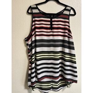 Maurices Women’s Plus Size 2 Semi Sheer Striped Tunic Tank Top Zipper Back Boho